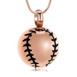 Stainless Steel 20mm Baseball Memorial Urn Jewelry Pendant Hold Cremation keepsake necklace for ashes, Crystal, No Gemstone