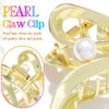 Zoestar 2 Pcs Pearl Hair Claw Clamp Metal Non-Slip Fashion