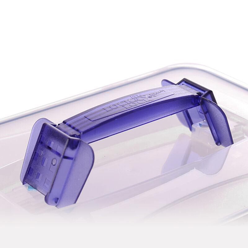 Lock & Lock Rectangular Tall Food Container with Handle, Clear/Blue