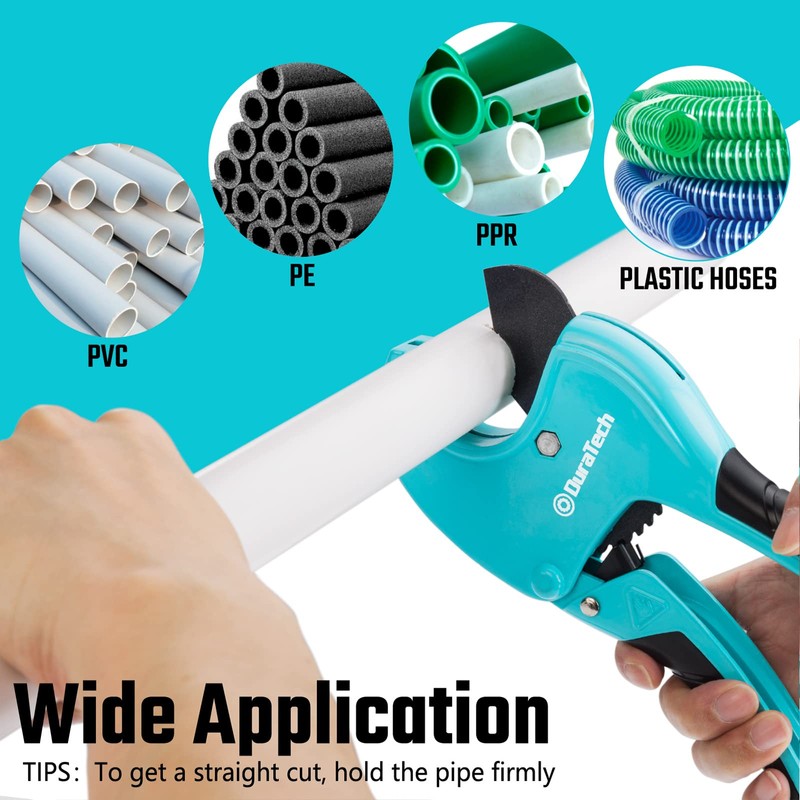 DURATECH Ratchet PVC Pipe Cutter, Cuts up to 1-5/8" PEX,