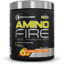 FORZAGEN | Amino Fire **Nuevo sabor mejorado** | 40 Servicios x Envase | Aminoácidos Esenciales (EAA) + L-Glutamina y Taurina | Con Complejo de Energía a Base de Hojas de Té Verde (Caféina) y Hojas de Achicoria | Incluye BCAA | 360 g | Delicioso y Refres