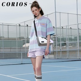 CORIOS Nylon Crossbody Bag for Women - Waterproof Shoulder Handbag with Multi Pockets - Lightweight Top Handle Hobo Tote Bag for Work Travel Shopping Party - Grey