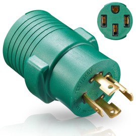 4 Prong Generator Adapter 30Amp to 50Amp,Compatible with L14-30P to 14-50R , Twist Locking RV Generator Plug for RV Camper,Outdoor Camping,Household Appliances (Green)