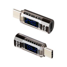 YANBORONSN PD 240W USB C Power Meter with Digital Display,USB C Male to Female Tester,Supports Voltage,Current and Power Detection,Suitable for Computers,Laptops,Phones (2 Pack)