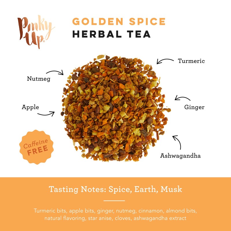 Pinky Up Golden Spice Herbal Tea, Herbal Tea with Turmeric