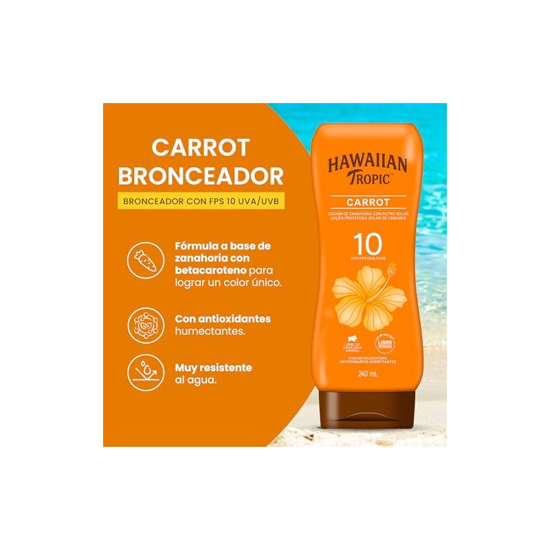 Hawaiian Tropic Carrot Protector Solar 10 FPS Loción de 240ml
