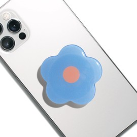 OnTheGrip Cute Solid Color Daisy Flower Design Collapsible Mobile Phone Grip Stand Holder for Smartphone Tablet Cell Phone Accessory (Blue)