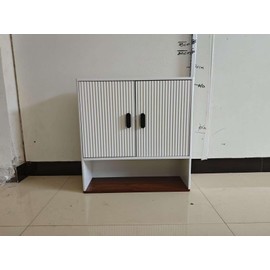 Butinsx White Wall-Mounted Cabinet with Faux Marble Top – 7.6″ D × 23.2″ W × 23.9″ H Slim Engineered Wood Wall Cabinet, Fluted Sliding Door & Adjustable Shelf, Modern Bathroom Organizer