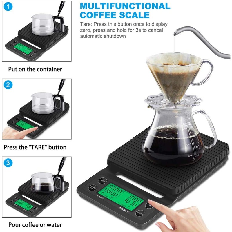 DDS-DUDES Coffee Scales with Timer and LCD Display (3kg, 0.1g)