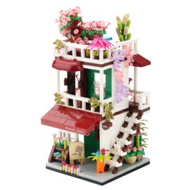 TEXXXIAN Street View Mini Building Block Flower Shop Construction Kit Simulation Building Educational Creative Toy Suitable for Boys and Girls Aged 8+ 953 Pieces