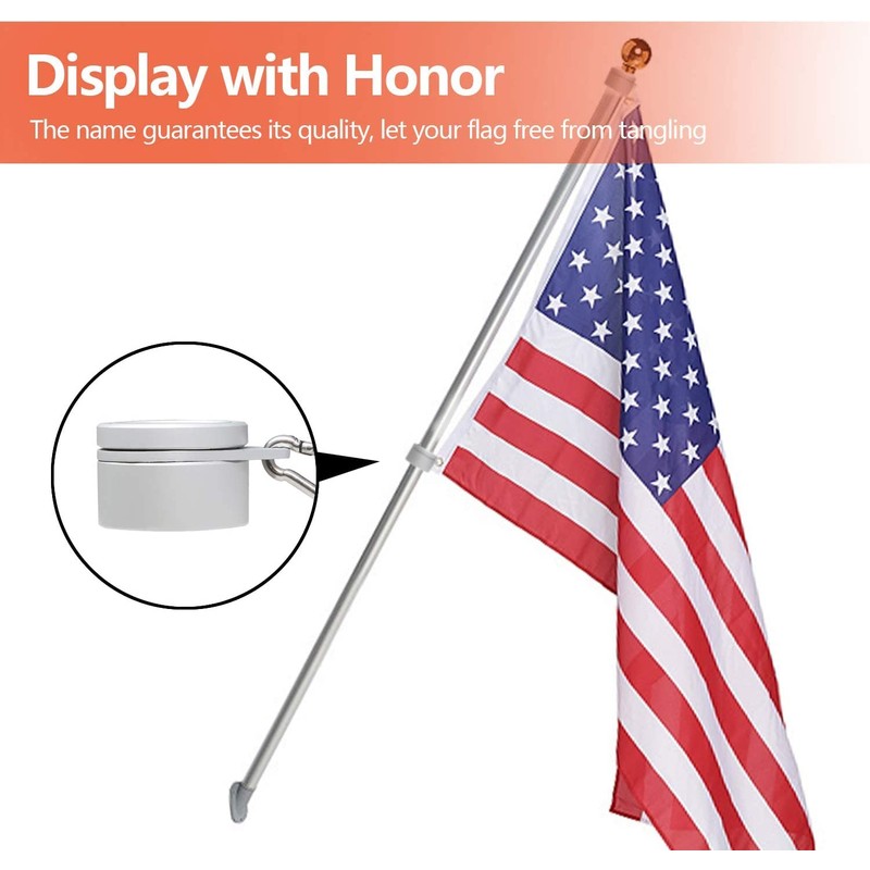 Shiwaki 2 Rotating Flag Pole Rings, White Flag Pole Buckle,