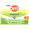 OFF! Botanicals Insect Repellent Wipes, Mosquito Repellent, 10 Count Individually
