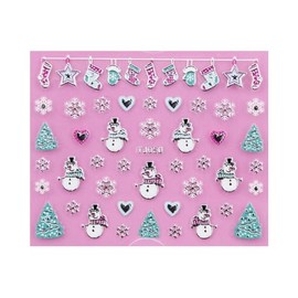 Generic Christmas Man Candycanes Snowflakes 3D Nail Stickers Tj052 Tj050 Silver Nail Wraps Stickers Manicure Supplies for Women Nails Full Long Lasting Easy Apply and Remove