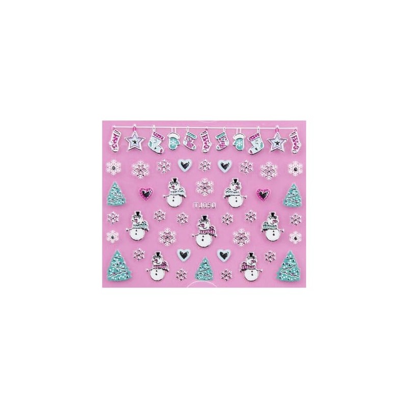 Generic Christmas Man Candycanes Snowflakes 3D Nail Stickers Tj052 Tj050