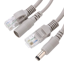 ASHATA 5M/10M/15M/20M RJ45 Ethernet CCTV Cable with Male and Female 2.1mm / 5.5mm Female for IP Cameras NVR System 10Mbps / 100Mbps (10M)