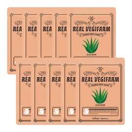 For the Skin Superfood Real Veggie Farm Double Shot Mask 23ml (10 Sheets) Aloe / 포더스킨 슈퍼푸드 리얼 베지팜 더블 샷 마스크 23ml (10매) 알로에