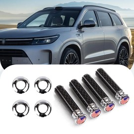 MACHSWON 4 Pieces Car Door Lock Button Carbon Fibre American Flag Door Bolt Cover Door Pull Pin Decorative Door Lift Latch Interior Accessories, Universal Red Black