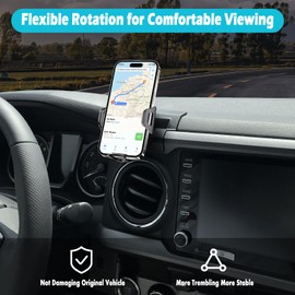 AOUKKL Car Phone Holder Fits for Toyota Tacoma 2016-2023 Accessories,Thick Cases Friendly,Cell Phone Mount for 4.7-7 in Phones,360 Degree Rotation,Easy to Install