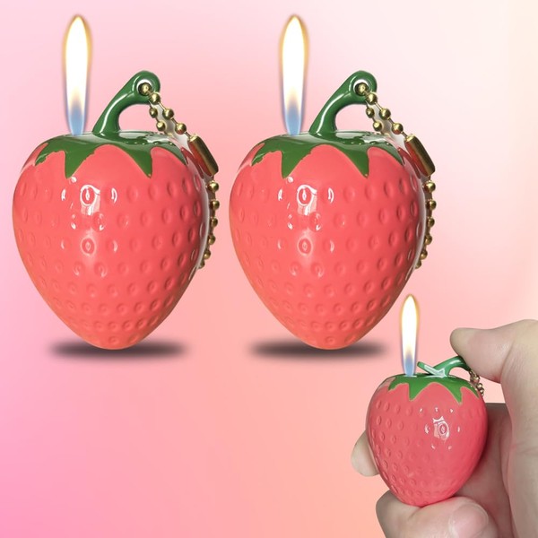 WMYQL 2 Pack Pink Strawberry Jet Torch Lighter,Refillable and Adjustable