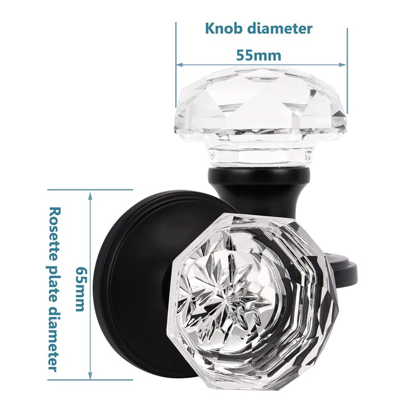 Gobrico 2 Pack Crystal Door Knobs Diamond Glass Hall/Closet Passage