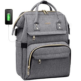 LOVEVOOK Laptop Backpack Women Teacher Backpack Nurse Bags, 17 Inch Womens Work Backpack Purse Waterproof Anti-theft Travel Back Pack with USB Charging Port (Grey)