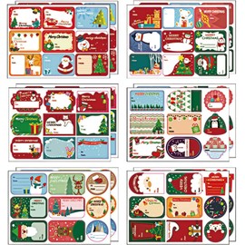 108 PCS Christmas Stickers Labels, Christmas Name Gift Labels Xmas Gift Tag Stickers Paper Label Stickers Christmas Self-Adhesive Stickers for Present Party Bags Cards Envelope