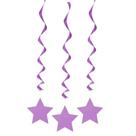 26" Hanging Purple Star Decorations, 3ct