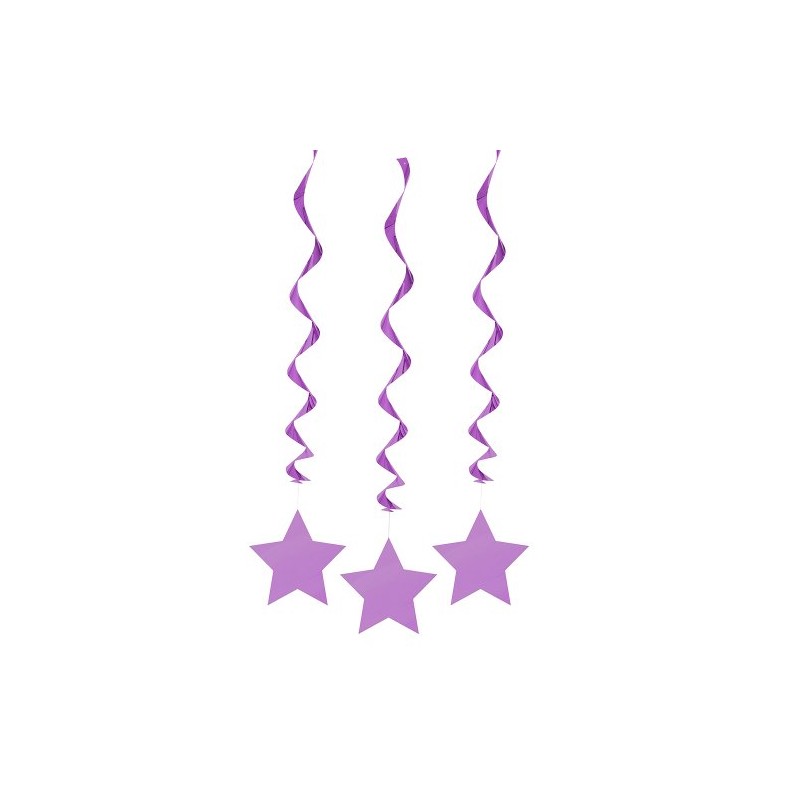 26" Hanging Purple Star Decorations, 3ct