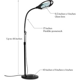 Brightech LightView Pro - Full Page Magnifying Floor Lamp - Hands Free Magnifier with Bright LED Light for Reading - Flexible Gooseneck Holds Position - Standing Mag Lamp