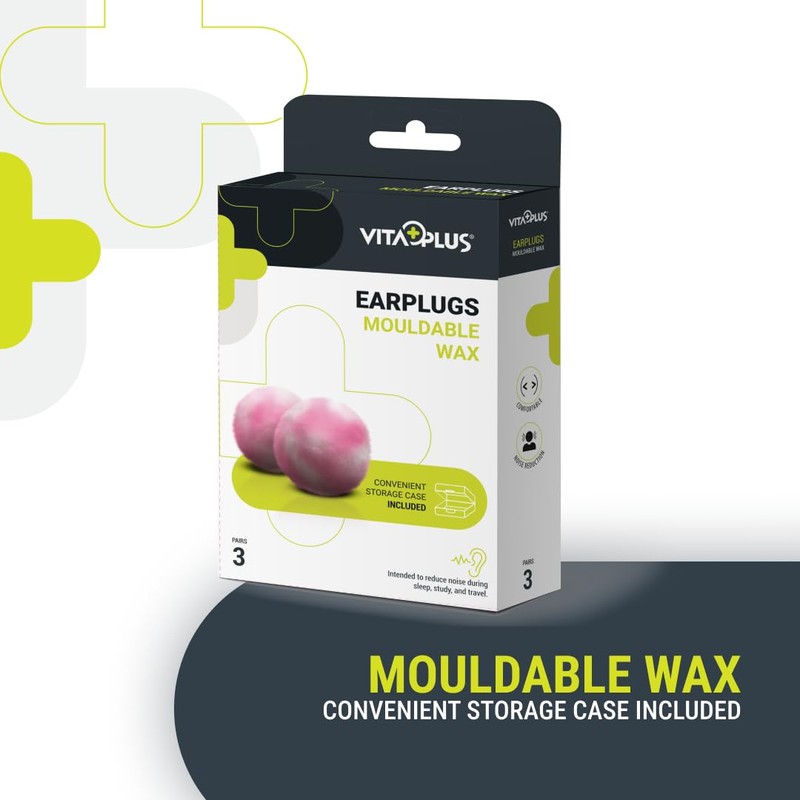 VITAPLUS EARPLUGS - Wax (MOULDABLE) - 3 Pairs