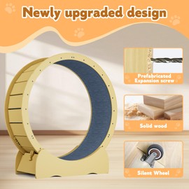 45 inch Cat Exercise Wheel,Large cat Wheel for Indoor Cats,with Detachable Carpet & Toy,for Running/Walking/Training, Suitable for Most Cats