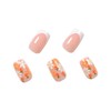 24Pcs Flowers Press on Nails Medium Coffin Fake Nails Orange