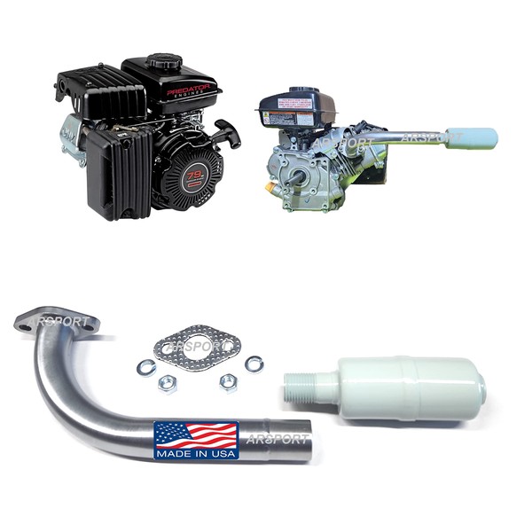 Exhaust With Muffler for: Predator 3HP 79cc from harbor freight, Mini bike or Gokarts!