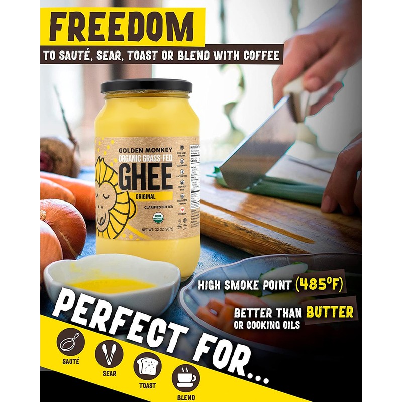 GOLDEN MONKEY Organic Ghee Butter – Grass Fed Clarified Butter