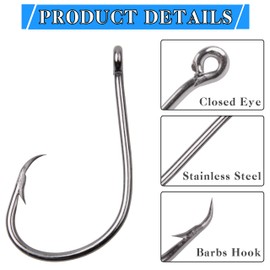 Circle Hooks Saltwater Fishing Hooks Set,110pcs Inline Octopus Circle Hooks Straight Eye Barbed High Carbon Steel Wire Hook 1/0-5/0
