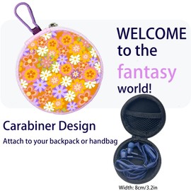 GOGOSINIS Kids Earbuds for School with Case, Wired Earbuds with Small Ear Tips, in-Ear Headphones with Mic, Carrying Case & Carabiner, Headphones for Kids, Comfortable Fit, Stereo Sound (Bloom)