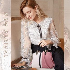 NICOLE & DORIS Women's Handbag Women's Shoulder Bag Striped Bag Fashion Style Zip Shoulder Bag Elegant Bags for Work Shopping, pink