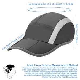 BSBUY Folding Baseball Cap, UPF50+ Collapsible Running Man Hat, Waterproof Sun Protection Cap, Quick Dry Sport Cap Adjustable Breathable Sun Hat Visors, Summer Cap Hat for Outdoor Activity(Dark Gray)