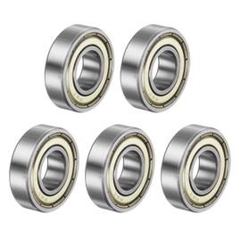 sourcing map R8ZZ Deep Groove Ball Bearing, 5pcs 1/2" x 1 1/8" x 5/16" Chrome Steel P0 Double Steel Shielded Bearing