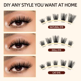 QUEWEL Lash Clusters 112 PCS Eyelash Clusters with Thin Band Cluster Lashes Natural Look Soft and Lightweight Cluster Eyelash Extensions for Beginner DIY Lash Extensions Use at Home (RMFD-02)