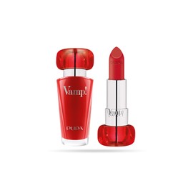 Pupa Milano Vamp! Extreme Colour Lipstick With Plumping Treatment - For Fuller, Defined Lips - Adds Incredible, Deep Color To Lips - Soft Texture Adheres Perfectly - 303 Iconic Red - 0.123 Oz