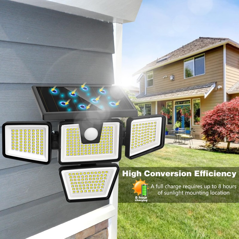 AmeriTop Solar Lights Outdoor, 2 Pack 300 LED High Brightness