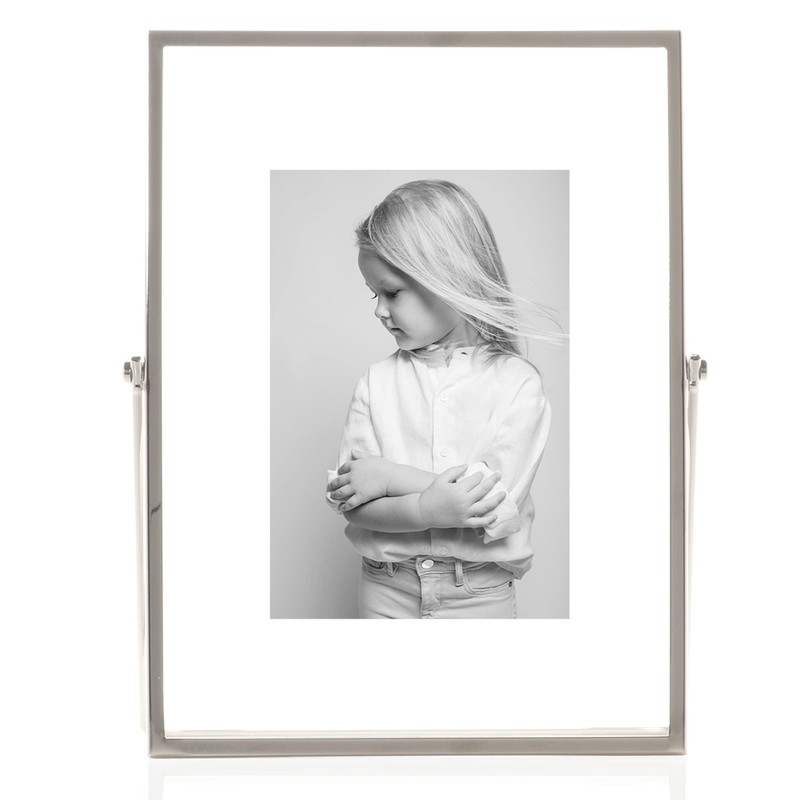 Lawrence Frames Metal Easel Float Picture Frame, 4x6, Silver