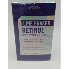 All Skin Types AgeVault Clinicals Line Eraser Retinol + Hyaluronic Anti-Wrinkle Serum 30ml New
