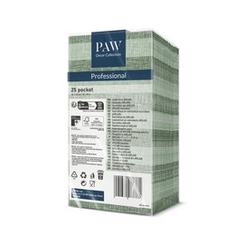 PAW - Airlaid Napkins - Fabric-Like (1/8 Pocket) I Pack of 25 I Ideal for Weddings, Christenings, Communion, Birthdays I Fabric Napkins - Natural, Green, Stripes I Colour: Linen Stripes (Green)