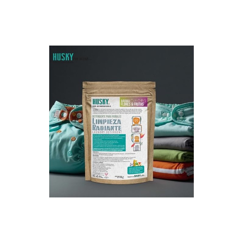 Husky Jabón Biodegradable para pañales de Tela Aroma Flores &