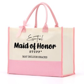 XHK Maid of Honor Gifts Bridal Shower Gifts Wedding Gifts for Maid of Honor Proposal Newlywed Gift Essential Stuff Tote Bags for Wedding Bachelorette Party Engagement Wedding Day