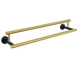 Alise Double Bath Towel Bars,24 Inch Towel Racks for Bathroom,SUS304 Stainless Steel Towel Holder,Towel Holder Wall Mount,Toilet Kitchen Towel Rod,Brushed Gold and Black Finish Towel Rail,GYT6902-GB