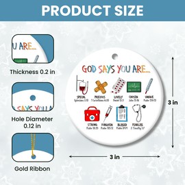 Tiny Detalles Nurse Ornament 2024, Doctor Gifts for Women Men, Inspirational Gifts Ceramic Ornament Christmas Decorations, Nursing Gifts for Nurses, Nurse Ornaments for Christmas Tree