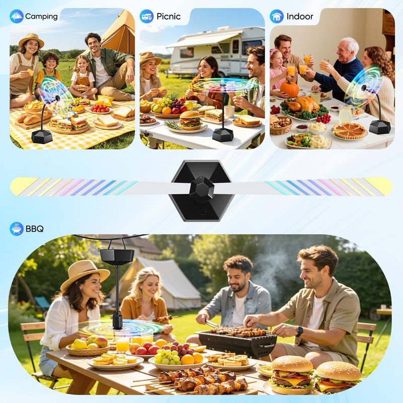 VEUIEIZT Fly Fans for Tables, Tabletop Food Fan, Fly Fan